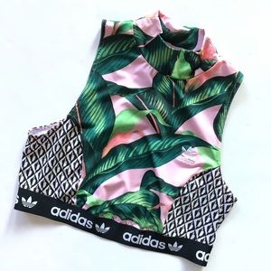 Adidas x THE FARM Banana Leaf Pink Crop Top Blouse